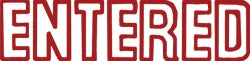 Shiny PRE-INKED Stamp EN017 Entered Red (Each)