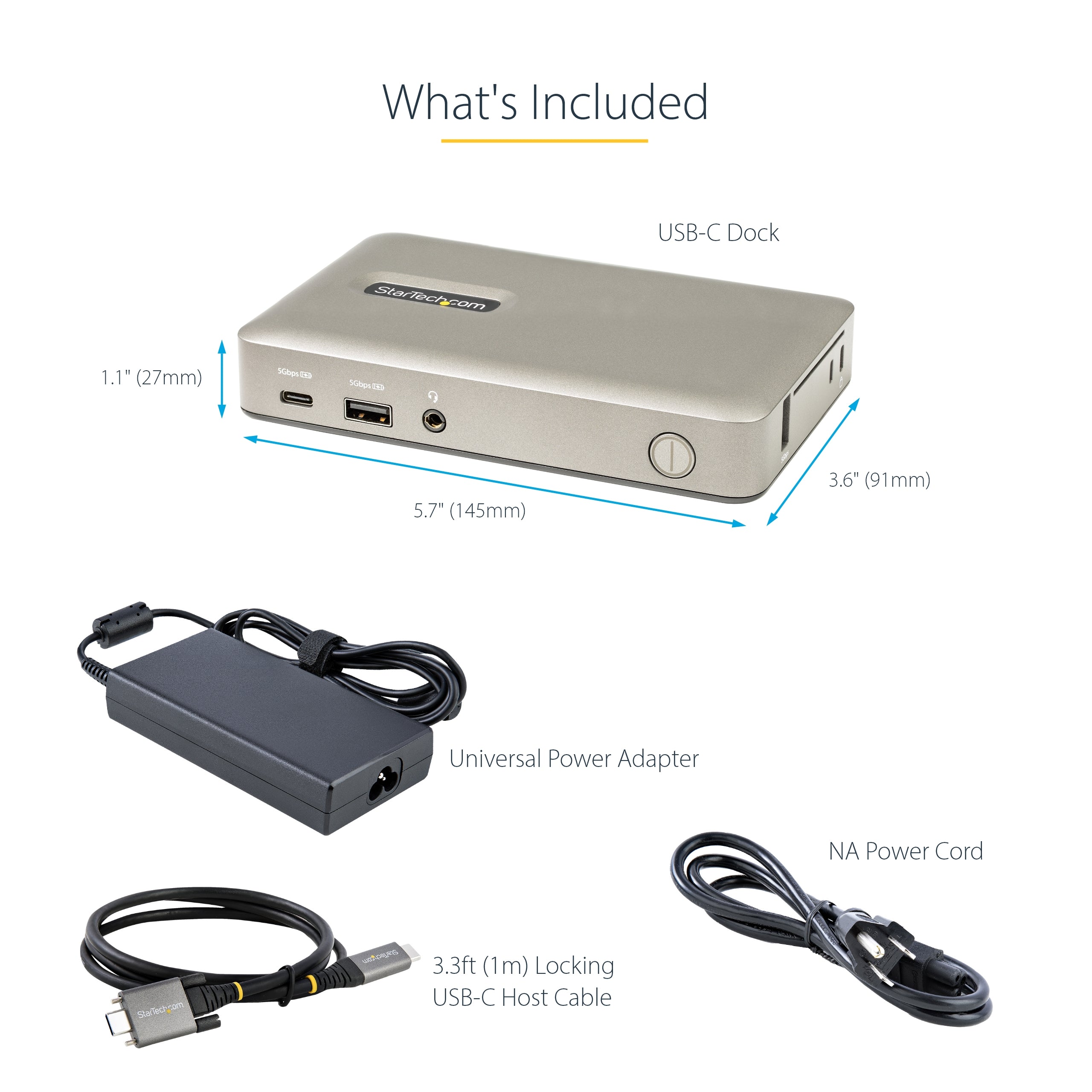 StarTech.com USB C Dock - USB-C to DisplayPort 4K 30Hz or VGA - 65W USB Power Delivery Charging - 4-Port USB 3.1 Gen 1 Hub - Universal USB-C Laptop Docking Station with Ethernet