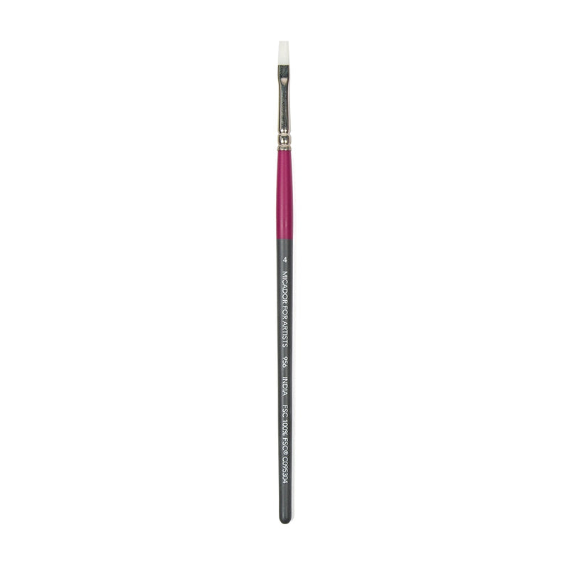Micador Paint Brush For Artists Taklon 956 Flat Brush Size 4 Fsc 100% (Pack 6)