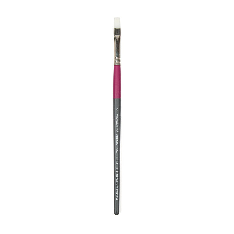 Micador Paint Brush For Artists Taklon 956 Flat Brush Size 6 Fsc 100% (Pack 6)