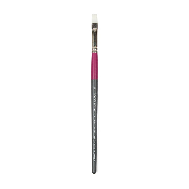 Micador Paint Brush For Artists Taklon 956 Flat Brush Size 8 Fsc 100% (Pack 6)