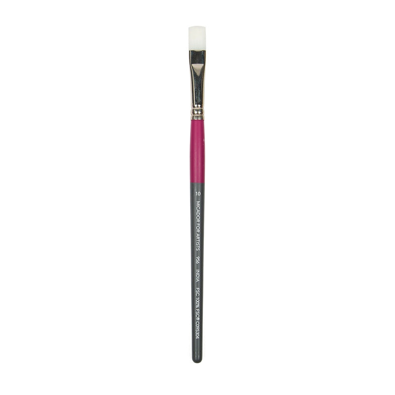 Micador Paint Brush For Artists Taklon 956 Flat Brush Size 10 Fsc 100% (Pack 6)