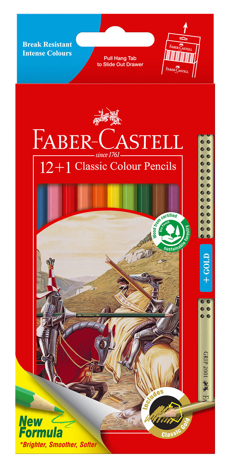 Faber-Castell Pencil Coloured Classic 12'S + 1 Bonus Gold (Each)