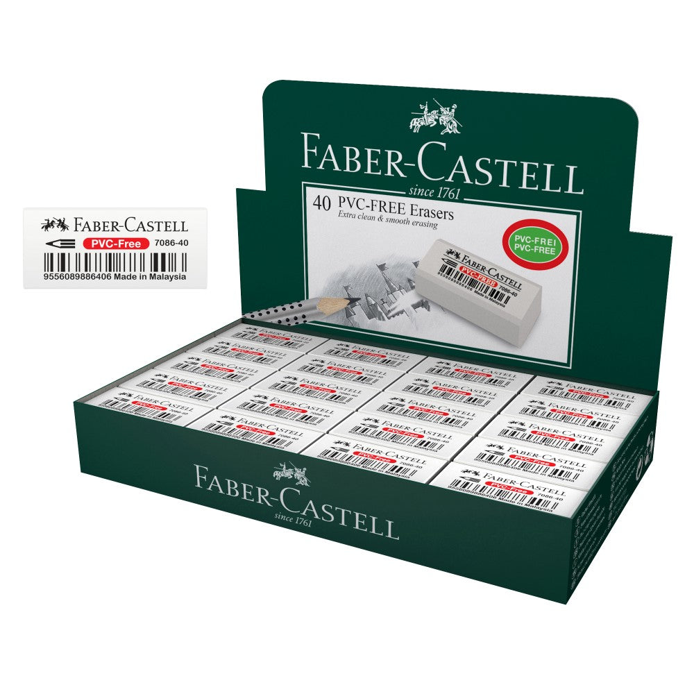 Faber-Castell Eraser Vinyl Student Medium PVC Free (Box 40)