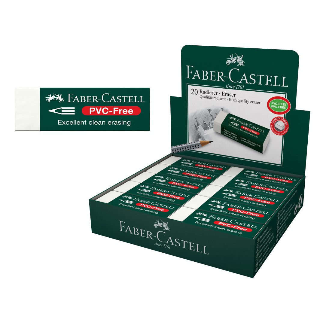 Faber-Castell Eraser 7085-20 Large With Sleeve PVC Free Bx20 (Each)