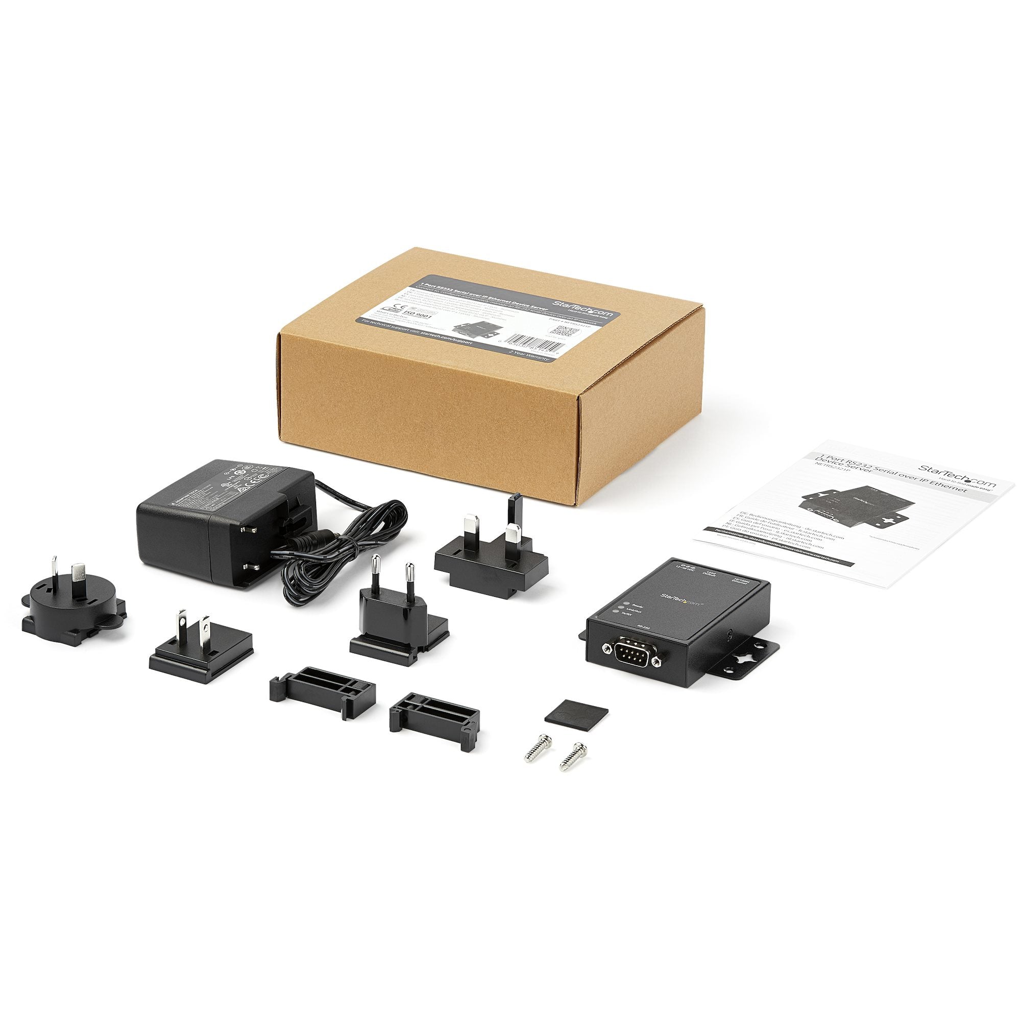 StarTech.com 1-Port Serial-to-IP Ethernet Device Server - RS232 - DIN Rail and Surface Mountable - Aluminum