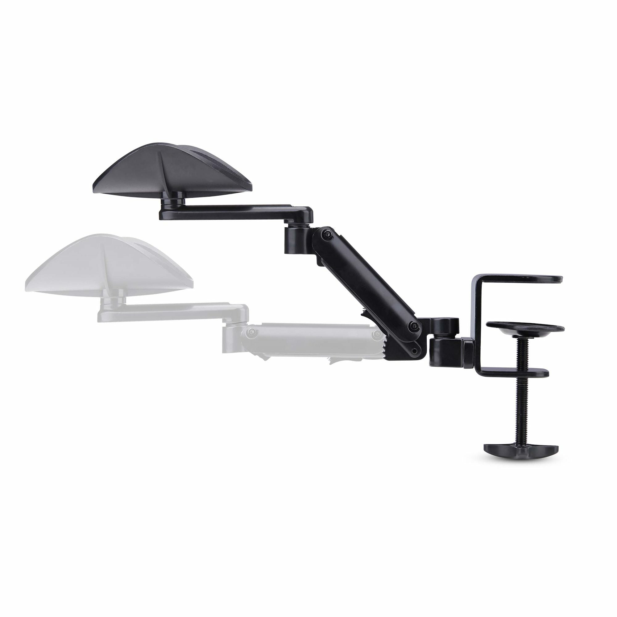 StarTech.com Adjustable Arm Rest for Office Desk, Ergonomic Arm/Elbow Support, 360-Degree Rotation, Clamp-On/No Drill Installation, Black