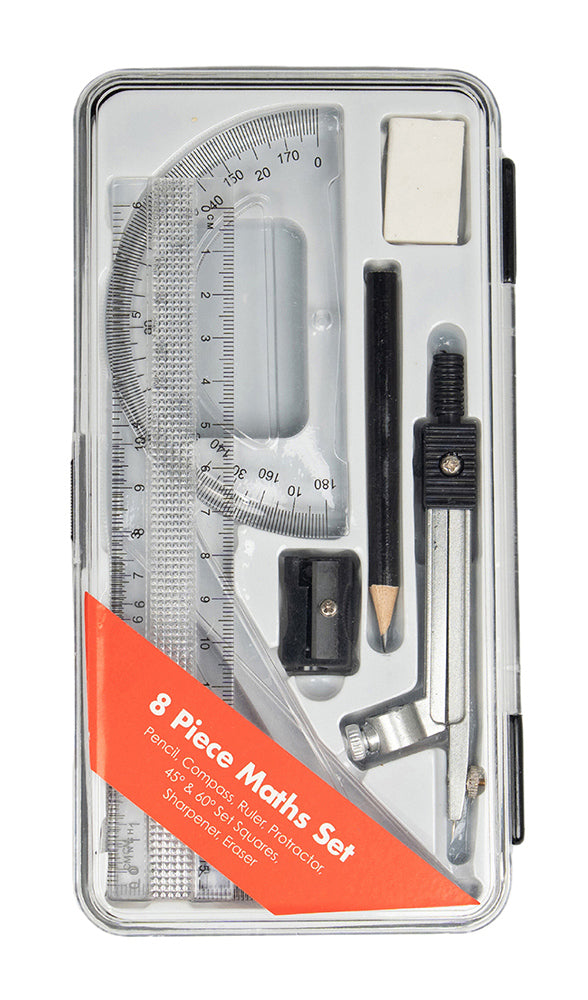 Maths Set Basic 8 Pce (STURDY Plastic BOx) (Each)