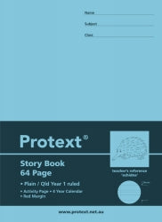 Protext Exercise Book Story Qld Ruled YR1 + Margin 64-page (Pack 10)