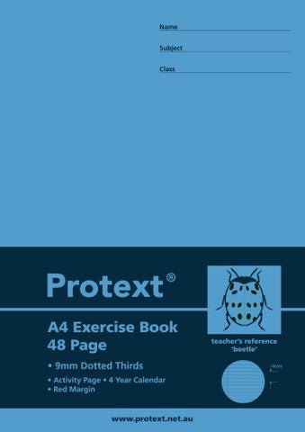 Protext Exercise Book A4 PP 48-page 9mm Dotted Thirds + Margin Beetle (Each)