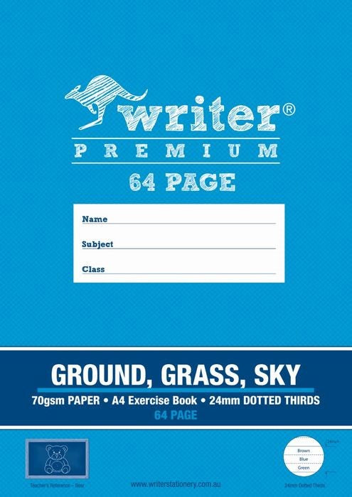 Writer Exercise Book Wonder A4 64pg 24mm Dotted Ground Grass Sky (Each)