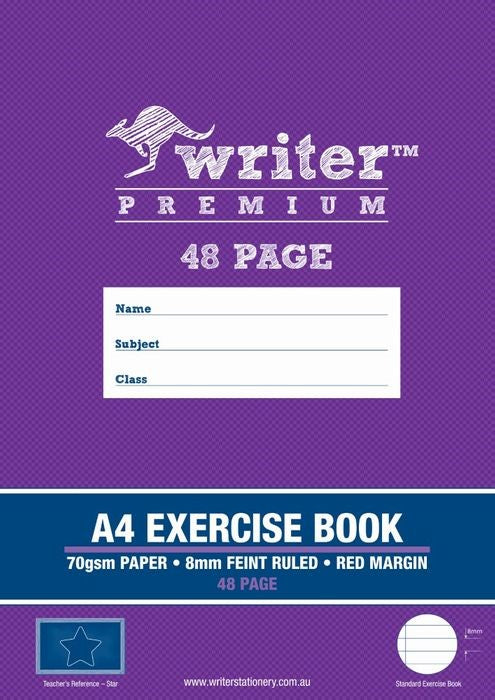 Writer Exercise Book Premium A4 8mm Ruled + Margin Star 48-page (Each)
