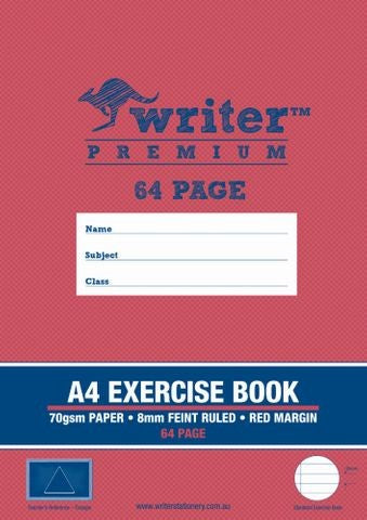 Writer Exercise Book Premium A4 8mm Ruled + Margin Triangle 64-page (Pack 20)