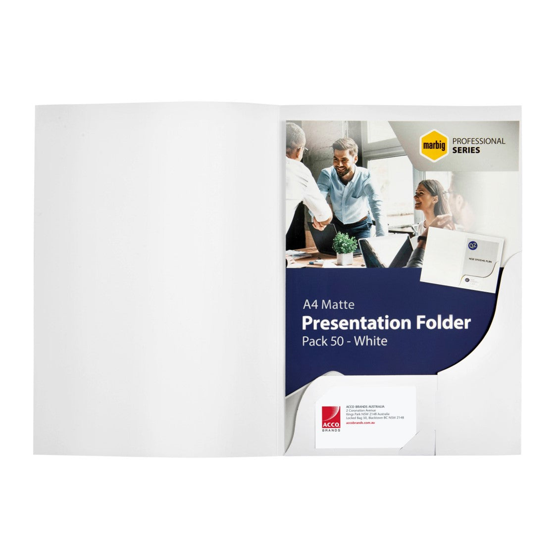Marbig File Presentation Folder Matt White A4 (50) (Pack )