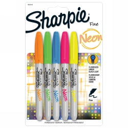 Sharpie Marker Permanent Fine Neon Fluro PK5 (Each)