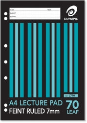 Olympic Lecture Pad A4 7mm Ruled 7 Hole 70LF (Pack 10)