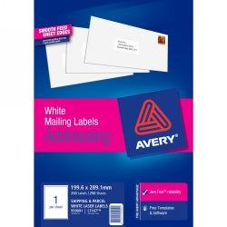 Avery Label Laser L7167 Shipping 1UP 199.6x289.1mm PK250 (Each)