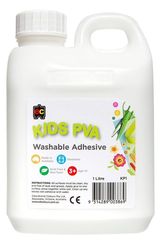 Edvantage Glue Kids Washable PVA 1L PH-NEUTRAL NON-TOXIC (Each)