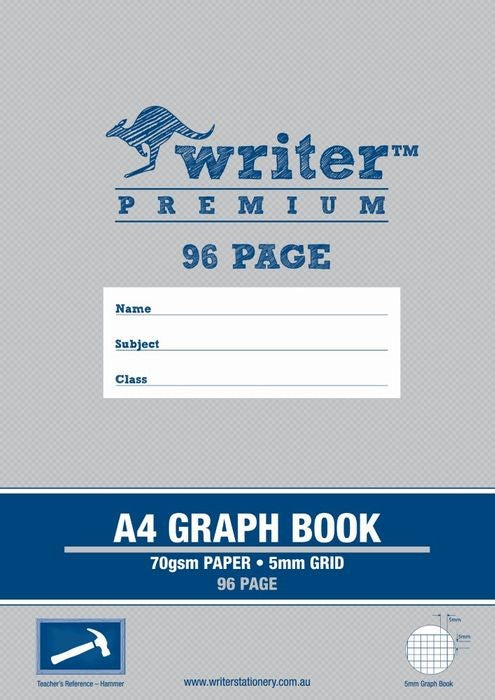 Writer Graph Book Premium A4 96-page 5mm Hammer (Each)