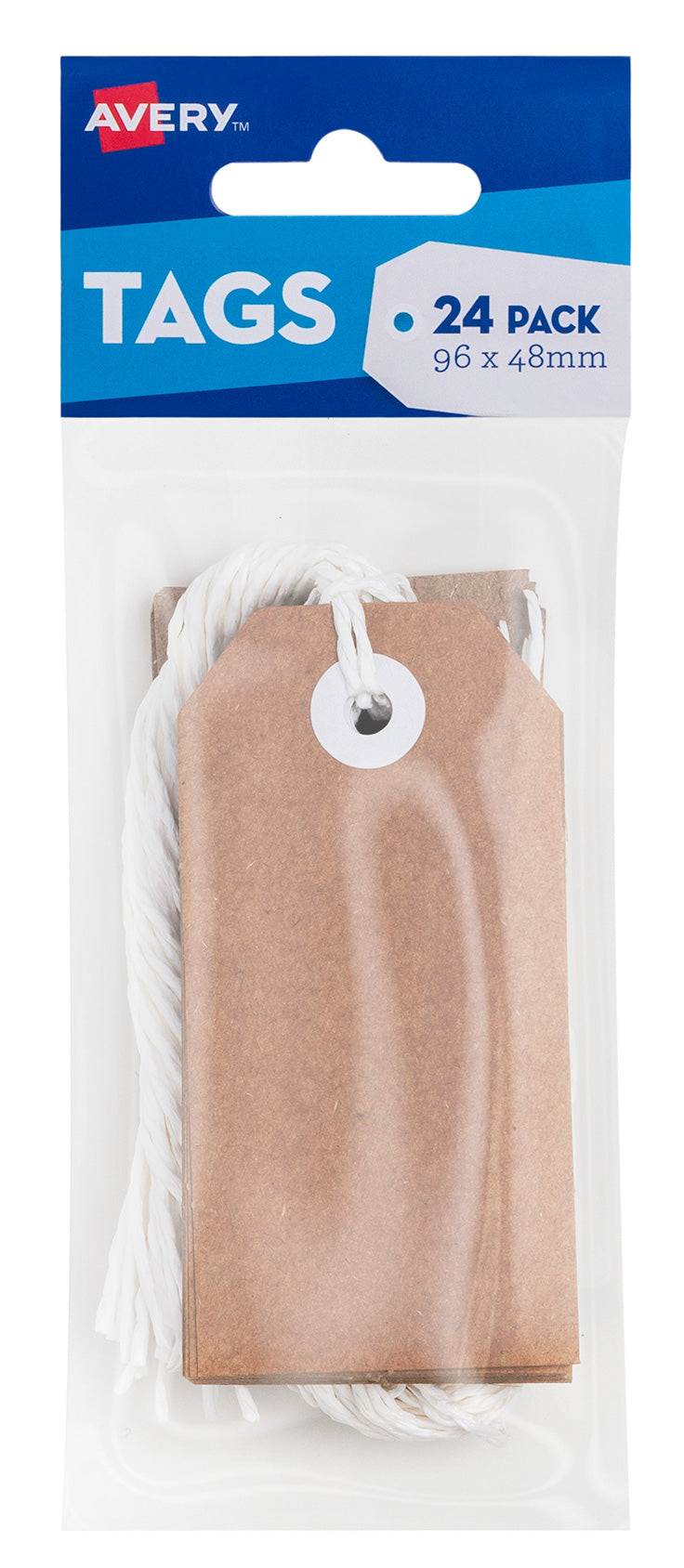 Avery Craft Tag 96x48mm With String Kraft Brown PK24 (Each)