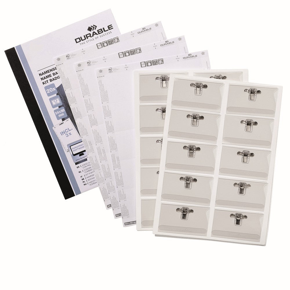ID Durable Name Badge 54x90 With Combi Clip & Inserts (20) (Each)