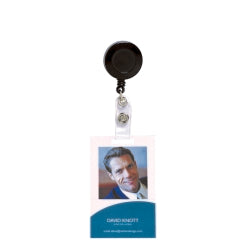 Rexel Id Retractable Card Holder With 750mm Strap Black (Each)