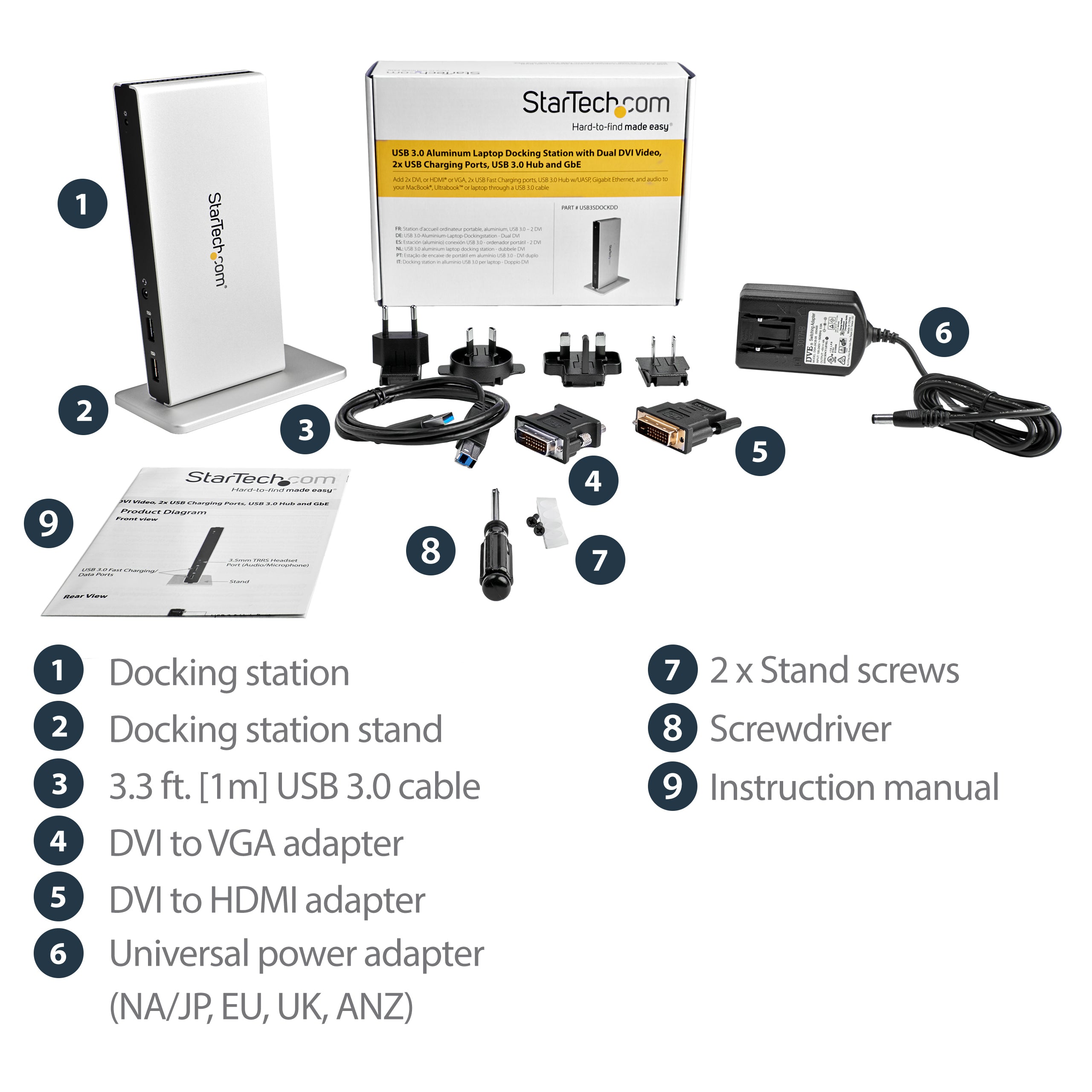 StarTech.com Dual-Monitor USB 3.0 Docking Station with DVI and Vertical Stand