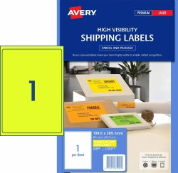 Avery Label L7167FY Shipping Hi Vis Fluoro Yellow 1UP 25 Shts (Each)