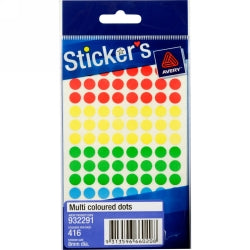 Avery Label F/P 8mm Multi Col Dot 932291 (Pack 10)