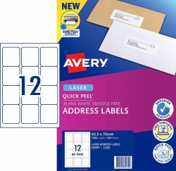 Avery Label Laser L7164 Address 12UP White PK100 (Each)