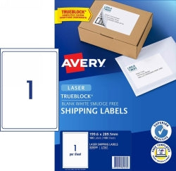 Avery Label L7167 199.6x289.1mm Shipping 1UP White PK100 (Each)