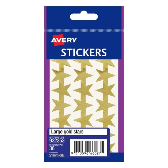Avery Label F/P Stars Gold Large 932353 (Pack 10)