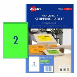Avery Label L7168FG Shipping Hi Vis Fluoro Green 2UP 10 Shts (Each)