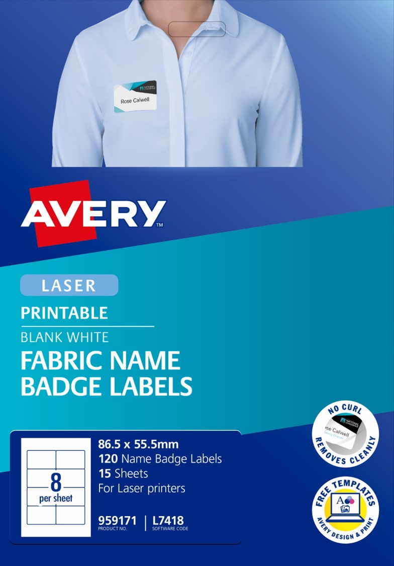 Avery Label Laser L7418 Acetate Silk Name 8 Up PK15