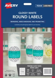 Avery Label L7105 White Glossy Round 60mm 12UP 980001 PK10 (Each)
