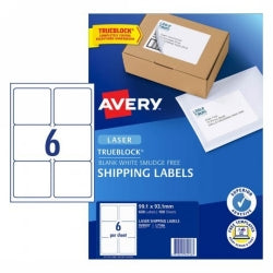 Avery Label L7166 99.1x93.1mm Shipping 6UP White PK100 (Each)
