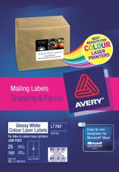 Avery Label Laser L7769 Gloss 4L 99.1x139mm 25'S (Pack )