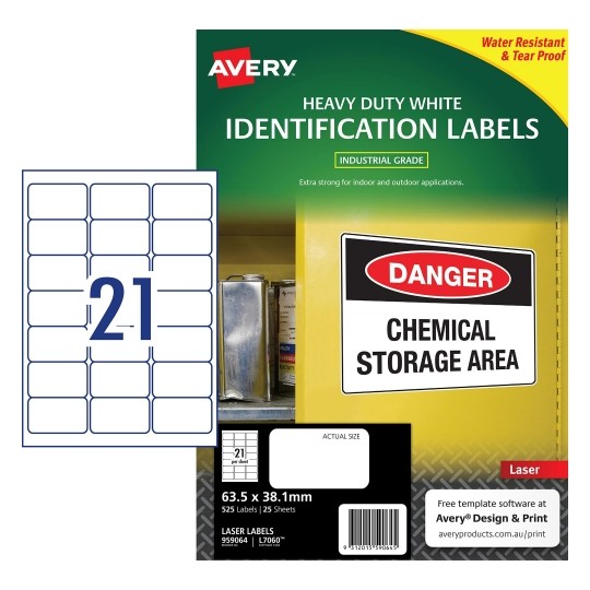 Avery Label Laser L7060 Address H/DUTY 63.5x38.1 21UP PK25