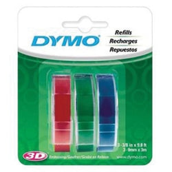 Dymo Label Tape Embossing 9mmx3M Red/Blue/ Green PK3 (Each)