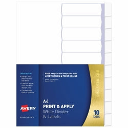 Avery Dividers A4 L7455-10 Indexmaker Punched 10TAB (Each)