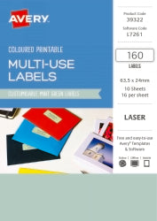 Avery Label 63.5x24 Rectangular Laser 16UP Mint Green PK160 (Each)