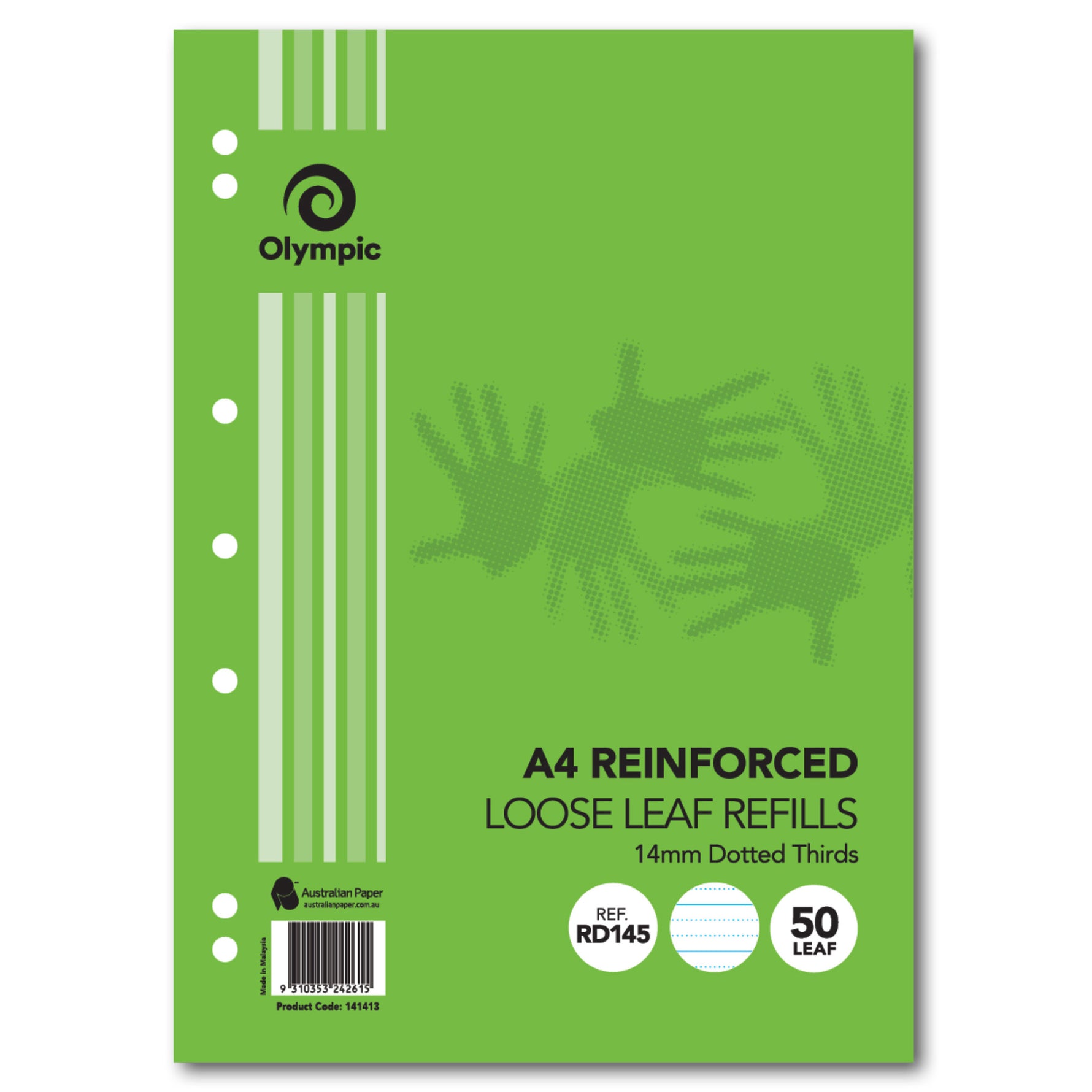 Olympic Loose Leaf Reinforced Refills A4 Dotted Thirds 14mm 50 Leaf (Each)