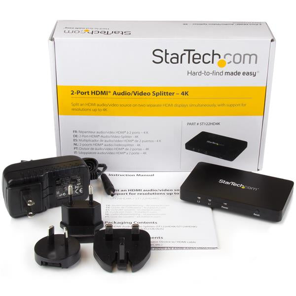 StarTech.com 4K HDMI 2-Port Video Splitter Ã¢â‚¬â€œ 1x2 HDMI Splitter w/ Solid Aluminum Housing Ã¢â‚¬â€œ 4K 30Hz