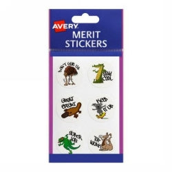 Avery Merit Stickers Aussie Animals Round Permanent PK96 Hs (Each)