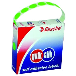 Quikstik Label Quik Stik Disp 14mm Fluoro Green Dot (Box )