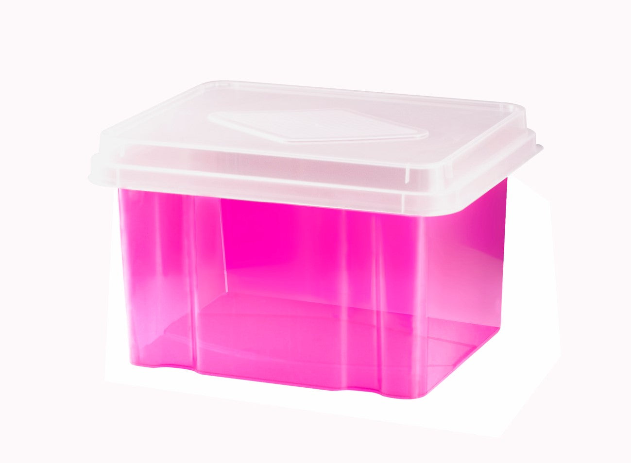 Italplast Storage Box 32L Tinted Pink BASE/CLEAR Lid (Each)