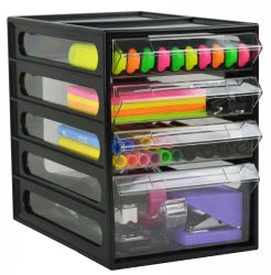 Italplast Office Organiser 4 Drawer Black (Each)