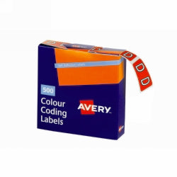 Avery Labels Colour Coding 25x38mm D Side Tab Dark Orange Bx500 (Each)