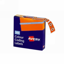 Avery Labels Colour Coding 25x38mm O Side Tab Orange Bx500 (Each)