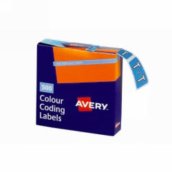 Avery Labels Colour Coding 25x38mm T Side Tab Blue Bx500 (Each)